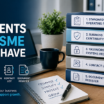 Business owner reviewing essential business documents for an organised and efficient SME.