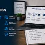 Small business process documentation showing organised procedures, workflows and business information.